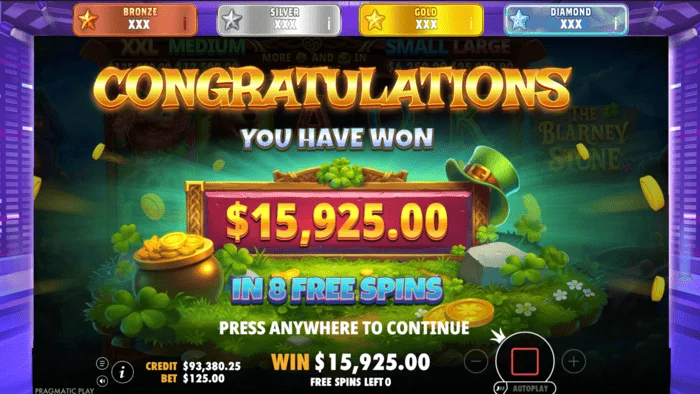 The Blarney Stone - kabuuang panalo sa bonus round