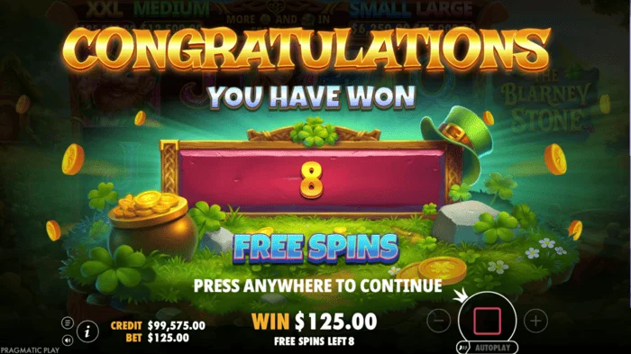 The Blarney Stone - pagsisimula ng Free Spins round